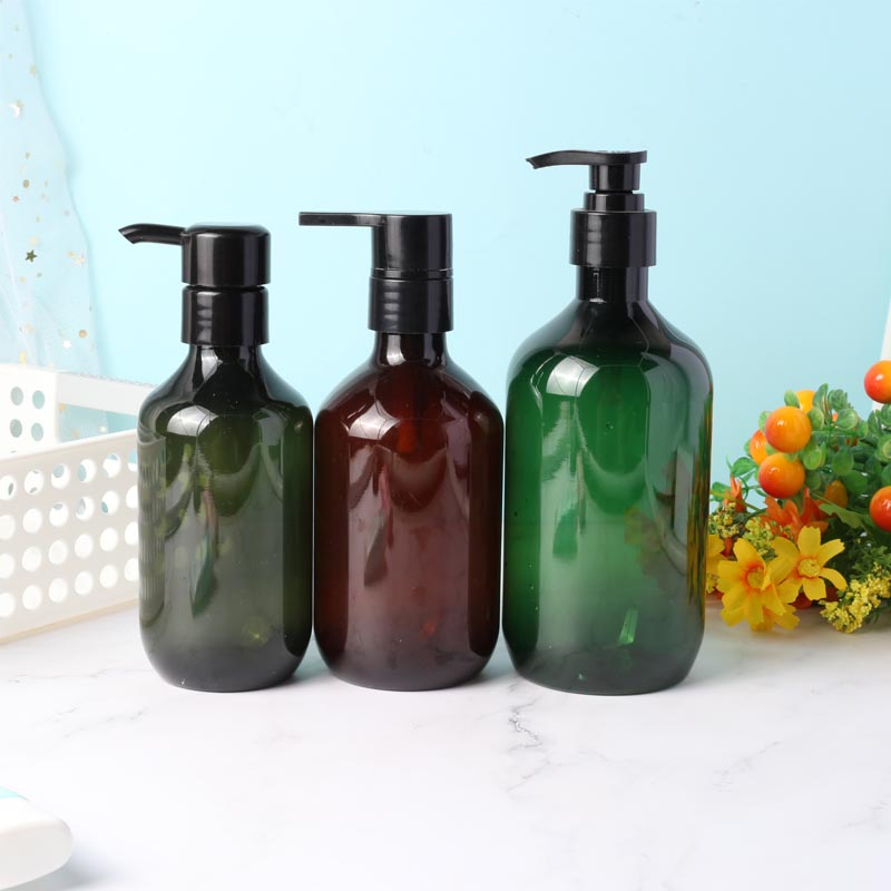 Plastic pet pump shampoo bottle manufacturers Empty round olive oil hair cream lotion 500ml bottle